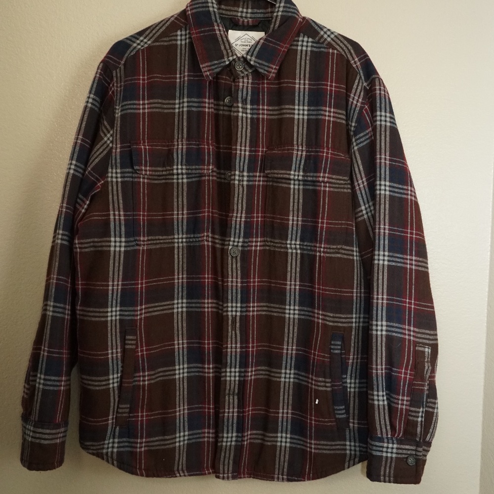 St. Johns Bay Quilted Line Flannel Shirt Jacket M
